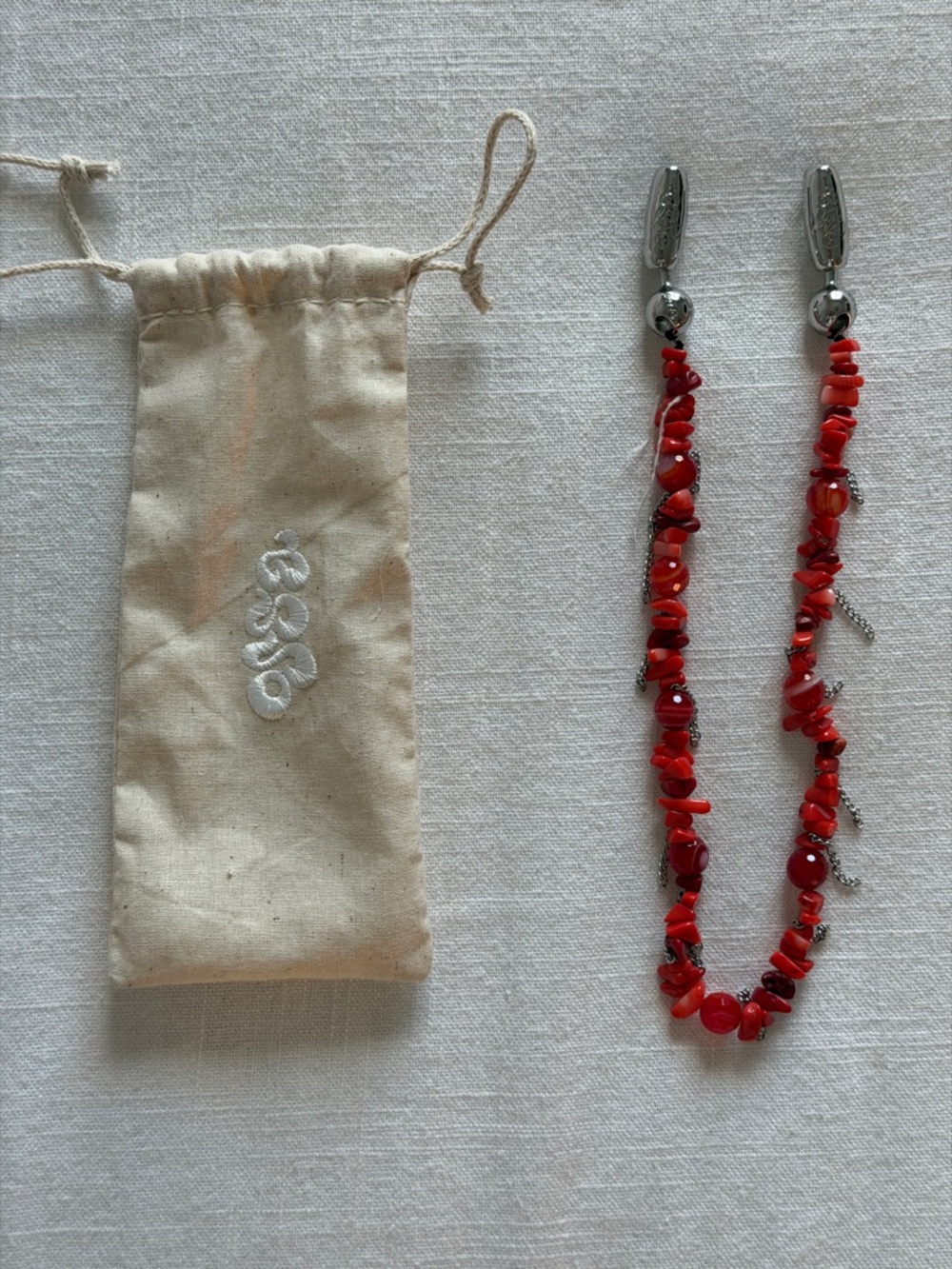 Ossa Red & Orange Stone Phone Charm with Metal Fringe